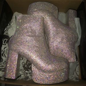 Current mood rhinestone platform heels, never worn
